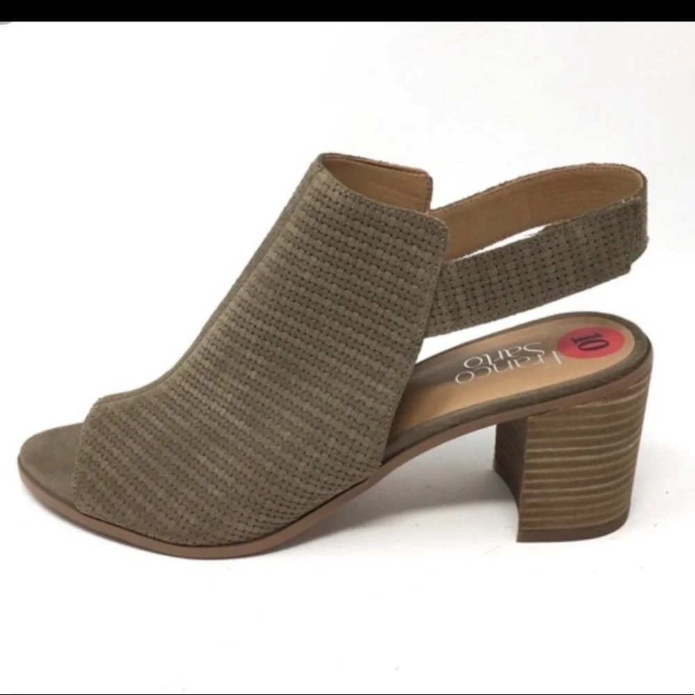 NEW Franco Sarto sz 7,5 Helix olive suede peeptoe